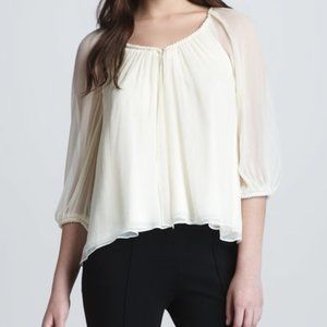 Diane von Furstenberg Fenobe Sheer-Sleeve Top